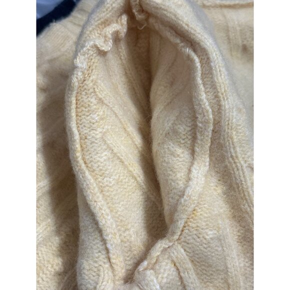 Abercrombie & Fitch Yellow Cable Knit Wool Hoodie Sweater Size Large - Picture 15 of 16